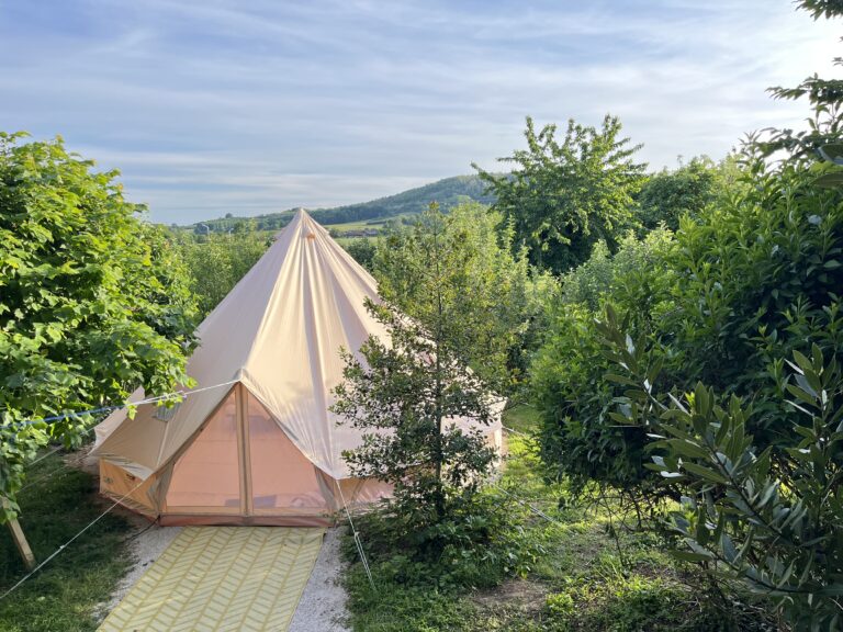 Tente chic dans le verger